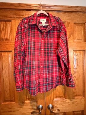 Eddie Bauer Red Plaid Button-Down Flannel Shirt